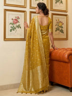 Shree Shyam Fashion Mustard Tissue Silk Saree - Distacart