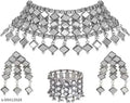 Tehzeeb Creations Women's Silver Colour Oxidised Necklace,Earrings And Bangle In Mirror Design