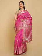 Kalamandir Zari Paisleys Pink Silk Blend Saree