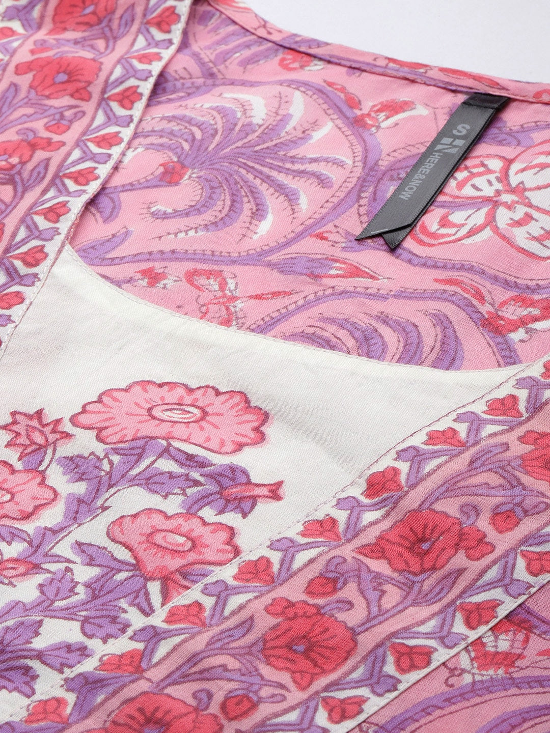 HERE&NOW Women Floral Printed Regular Pure Cotton Kurta with Palazzos & With Dupatta