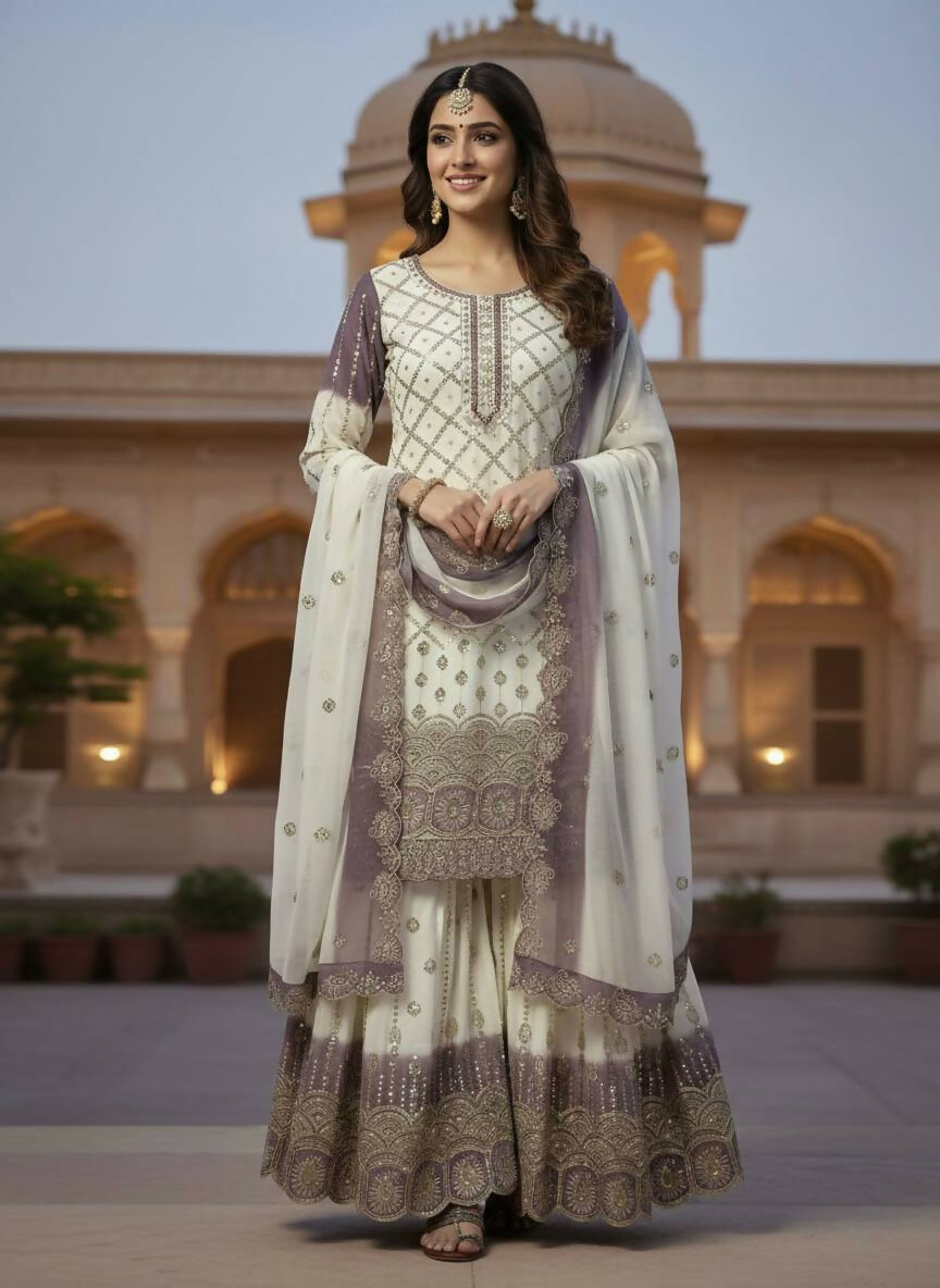 Teeya Creation Multi Color Star Georgette Heavy Embroidery Work Functional Wear Salwar Suit - Distacart