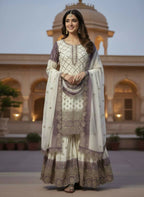 Teeya Creation Multi Color Star Georgette Heavy Embroidery Work Functional Wear Salwar Suit - Distacart