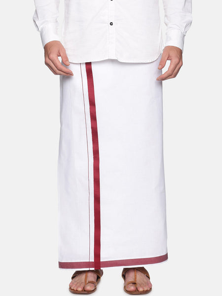 Sethukrishna Mens White Solid Cotton Readymade Dhoti