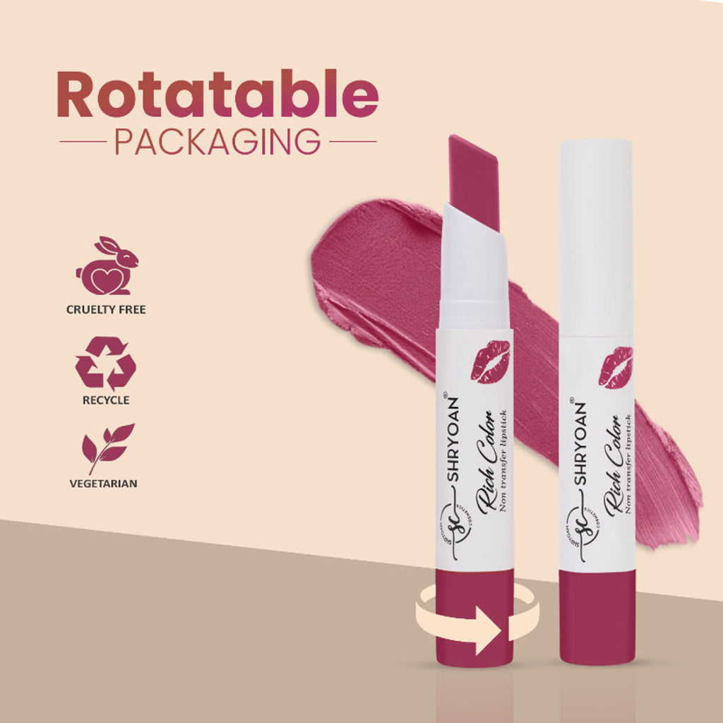 Shryoan Rich Color Non-Transfer Long Stay Creamy Lipstick - Grape Fruit 15 - Grape Fruit - 15
