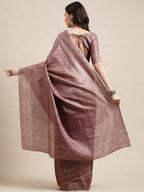 Saree Mall Mauve & White Floral Art Silk Sarees