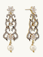 Nuyug 22K Gold-Plated Cubic Zirconia Studded & Pearl Beaded Necklace Set