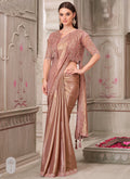 Vegaa Fashion Rose Gold Embroidered Traditional Wedding Saree - Distacart