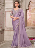 Vegaa Fashion Lavender Embroidered Traditional Wedding Saree - Distacart