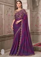 Vegaa Fashion Purple Sequin Embroidered Traditional Wedding Saree - Distacart