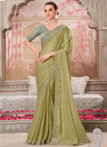 Vegaa Fashion Green Sequin Embroidered Traditional Wedding Saree - Distacart