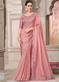 Vegaa Fashion Blush Pink Embroidered Traditional Wedding Saree - Distacart