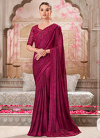 Vegaa Fashion Magenta Pink Embroidered Traditional Wedding Saree - Distacart