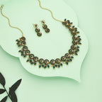 Tehzeeb Creations Gold Pleate Green Colour Choker Set