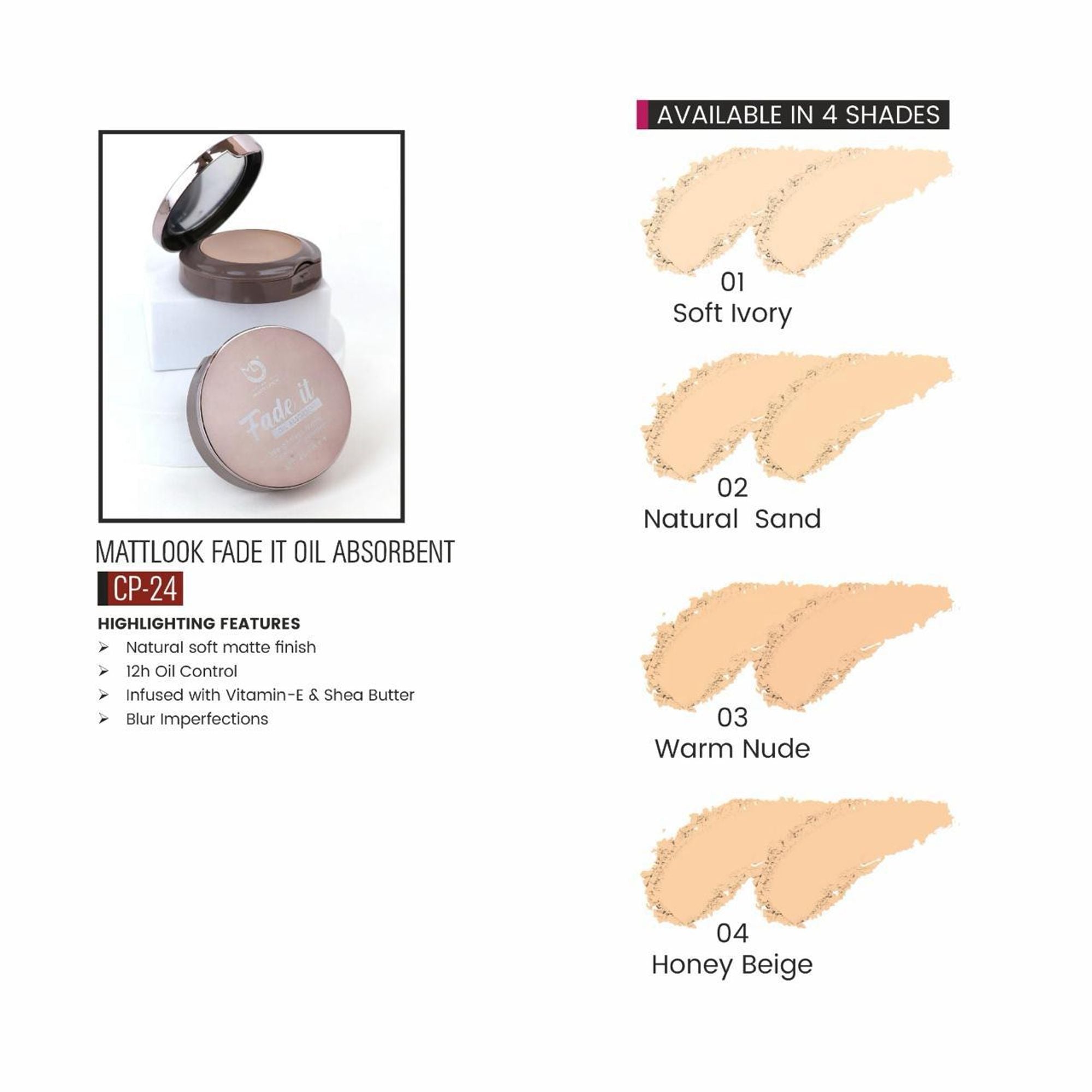 Matt Look Fade If Oil Absorbent Compact - 03 Warm Nude