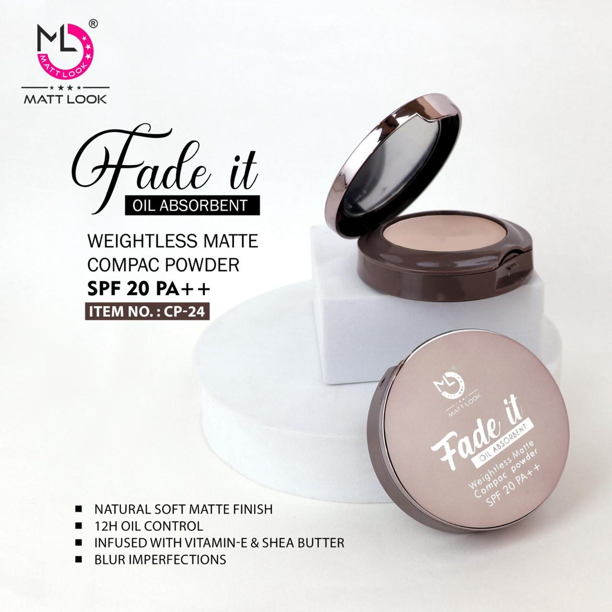 Matt Look Fade If Oil Absorbent Compact - 03 Warm Nude