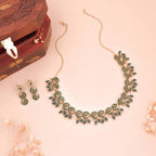 Tehzeeb Creations Gold Pleate Green Colour Choker Set