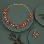 Tehzeeb Creations Gold Pleate Maroon Colour Choker Set