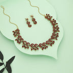 Tehzeeb Creations Gold Pleate Maroon Colour Choker Set