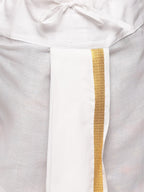 Sethukrishna Boys Gold-Toned Printed Angrakha Kurta with Dhoti Pants