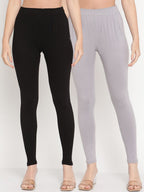 TAG 7 Women Pack Of 2 Solid Comfort-Fit Ankle-Length Leggings