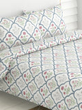 haus & kinder Blue & White Ethnic Motifs 186 TC King Bedsheet with 2 Pillow Covers - Distacart