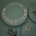 Tehzeeb Creations Gold Pleate Sky Blue Colour Choker Set
