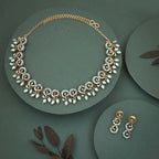 Tehzeeb Creations Gold Pleate Sky Blue Colour Choker Set