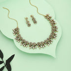 Tehzeeb Creations Gold Pleate White Colour Choker Set