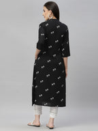 Juniper Black Rayon Festive Printed A-Line Kurta For Women - Distacart