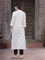 Juniper Women's Off - White Rayon Printed A-Line Kurta - Distacart