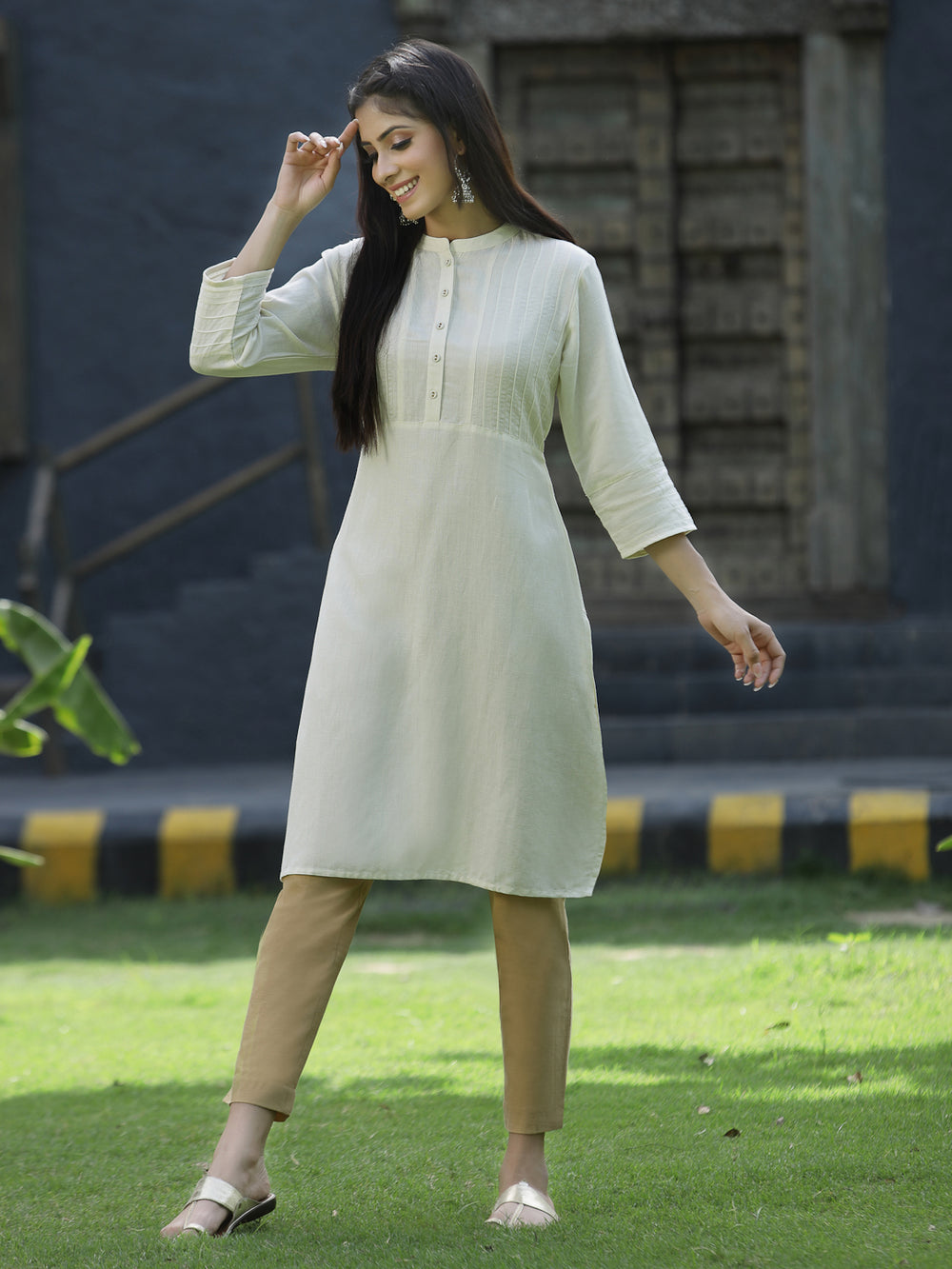 Juniper Ivory Rayon Festive Solid Straight Kurta For Women - Distacart