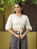 Juniper Off - White Rayon Festive Solid Straight Top For Women - Distacart