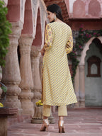 Juniper Women's Mustard Muslin Embroidered Straight Kurta Sets - Distacart