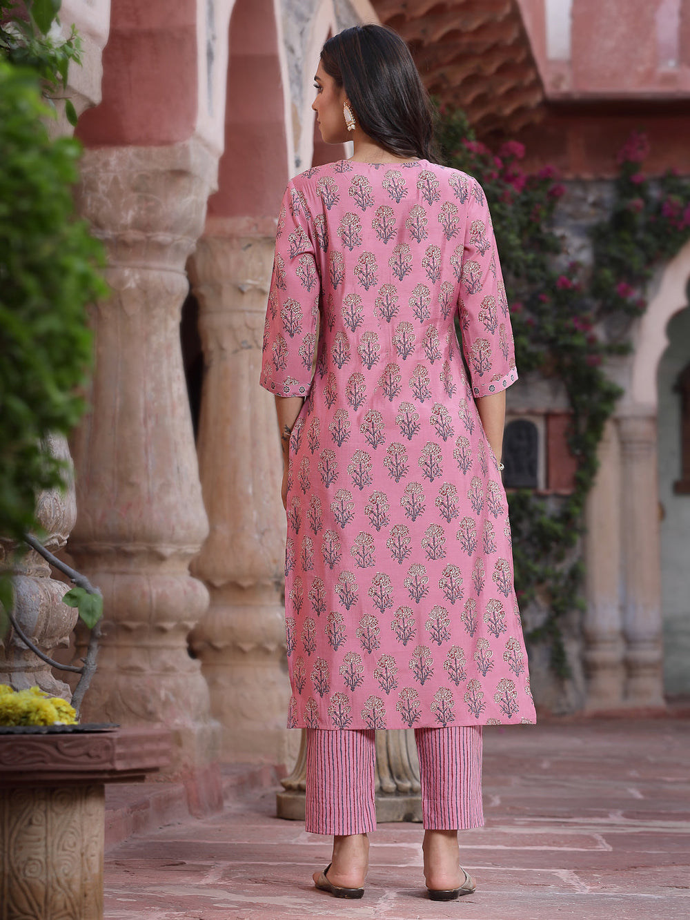 Juniper Women's Pink Muslin Embroidered Straight Kurta Sets - Distacart