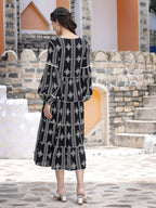 Juniper Women's Black Rayon Printed Tiered Dress - Distacart