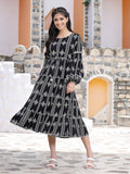 Juniper Women's Black Rayon Printed Tiered Dress - Distacart