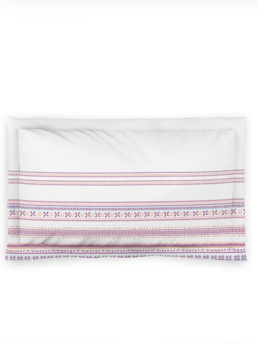 DDecor Purple & White Ethnic Motifs 144 TC Cotton Single Bedsheet with 1 Pillow Cover