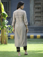 Juniper Beige Rayon Festive Placement Print Straight Kurta For Women - Distacart
