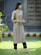 Juniper Beige Rayon Festive Placement Print Straight Kurta For Women - Distacart