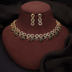 Tehzeeb Creations Gold Pleate Maroon & Green Colour Choker Set