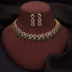 Tehzeeb Creations Gold Pleate Black Colour Choker Set