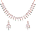 Saraf RS Jewellery Rose Gold-Plated White & Sea Green AD-Studded Handcrafted Jewellery Set - Distacart