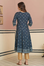 Juniper Teal Rayon Festive Handwork Sequence Anarkali Kurta For Women - Distacart