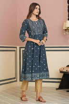 Juniper Teal Rayon Festive Handwork Sequence Anarkali Kurta For Women - Distacart