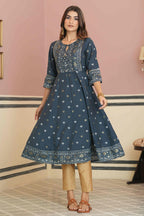 Juniper Teal Rayon Festive Handwork Sequence Anarkali Kurta For Women - Distacart