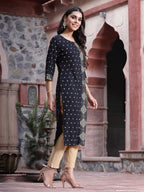 Juniper Women's Black Rayon Printed Straight Kurta - Distacart