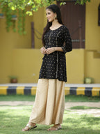 Juniper Black Rayon Festive Printed A-Line Tunic For Women - Distacart