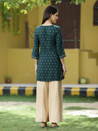 Juniper Green Rayon Festive Printed A-Line Tunic For Women - Distacart