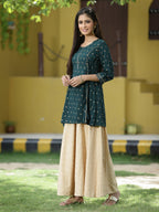 Juniper Green Rayon Festive Printed A-Line Tunic For Women - Distacart