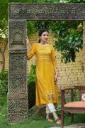 Juniper Mustard Rayon Festive Printed Straight Kurta For Women - Distacart
